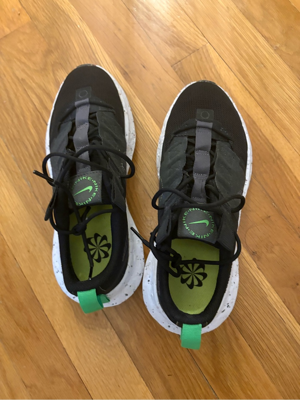 Nike Crater Impact Black Sneakers with Lime Green Insole